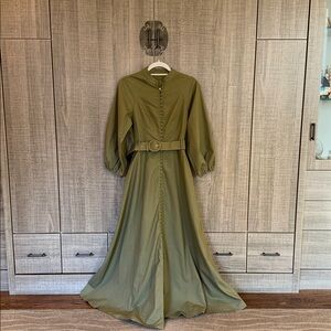 Commense Belted Button Front Maxi Dress